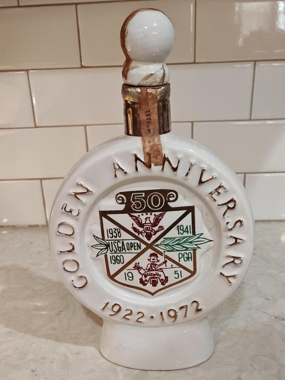 EMPTY VTG Jim Beam Decanter Cherry Hill County Club Golden Anniversary 1922-1972